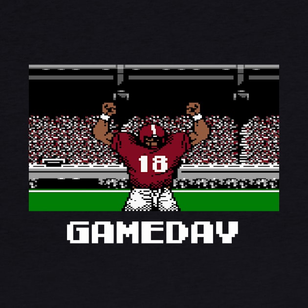 Crimson and White Gameday Retro 8 Bit Linebacker Football by SLAG_Creative